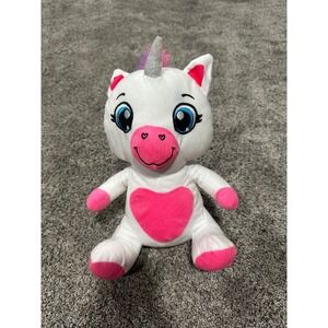 BMI Merchandise White Unicorn Plush Pink Heart Silver Horn Stuffed Animal